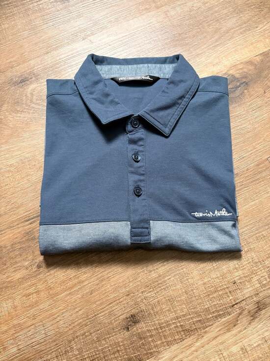 TravisMathew Other - TravisMathew Mens Medium Blue Gray Pima Cotton  Colorblock Golf Polo Shirt